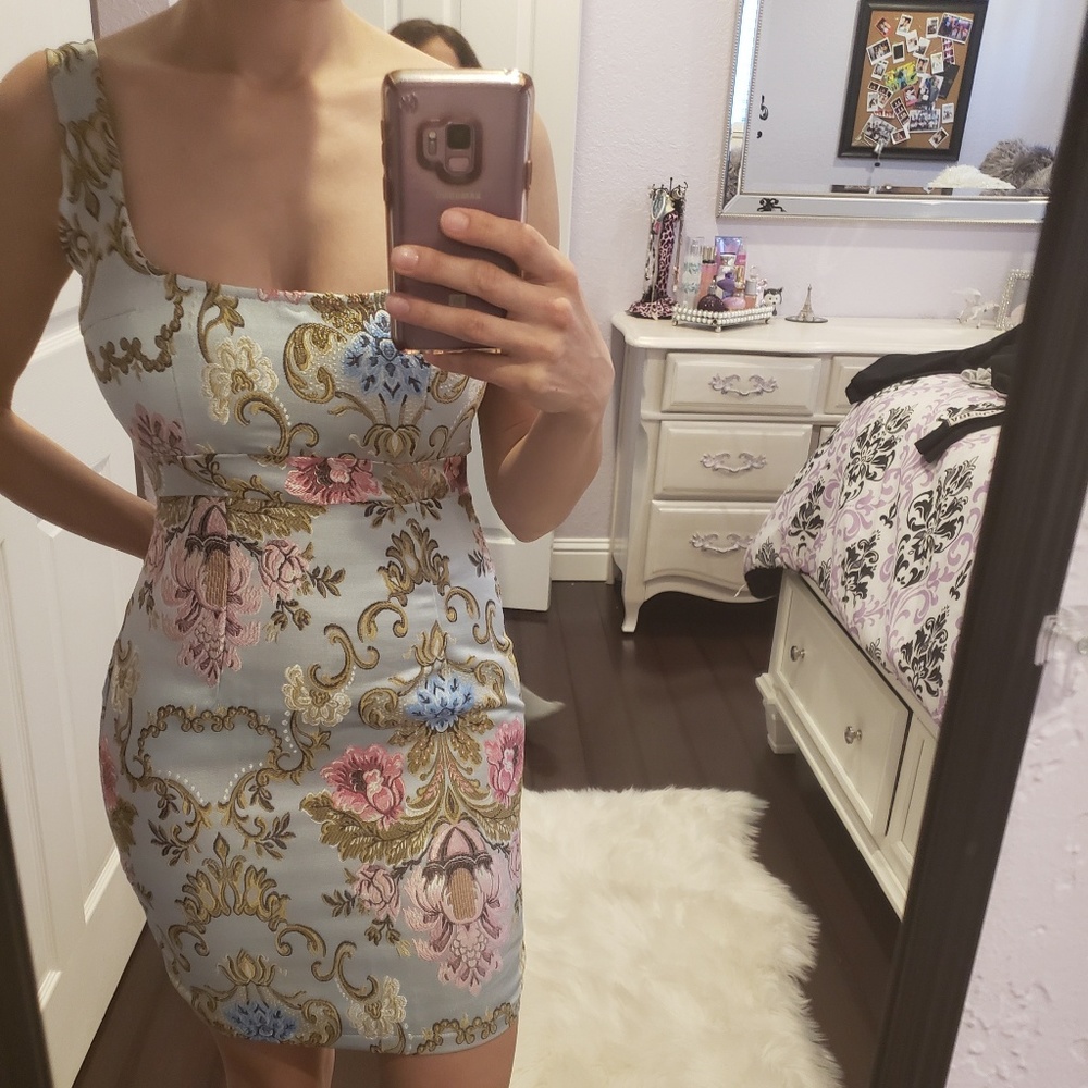 Blue satin dress